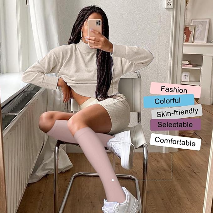 Iseasoo 4 Pairs Compression Socks for Women Circulation-Best Support for Nurses,Running,Athletic,Travel