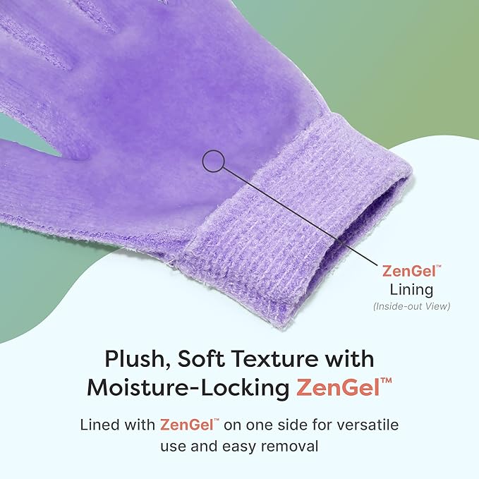 ZenToes Moisturizing Gloves for Dry Hands, Gel Infused with Jojoba Seed Oil, Olive Oil and Vitamin E, Overnight Hand Moisturizer (OSFM, Fuzzy Lilac with Media Tips)