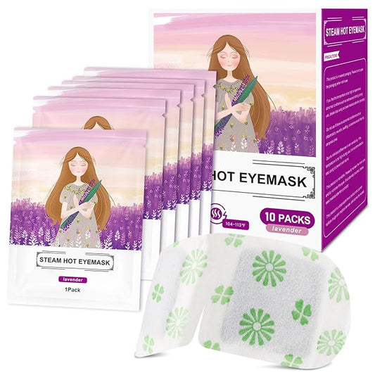 10 Packs Steam Eye Mask, Lavender Steam Eye Masks Disposable, Self-Heating Relief Heated Eye Mask for Fatigue, Perfect for Home, Sleep, Spa & Travel