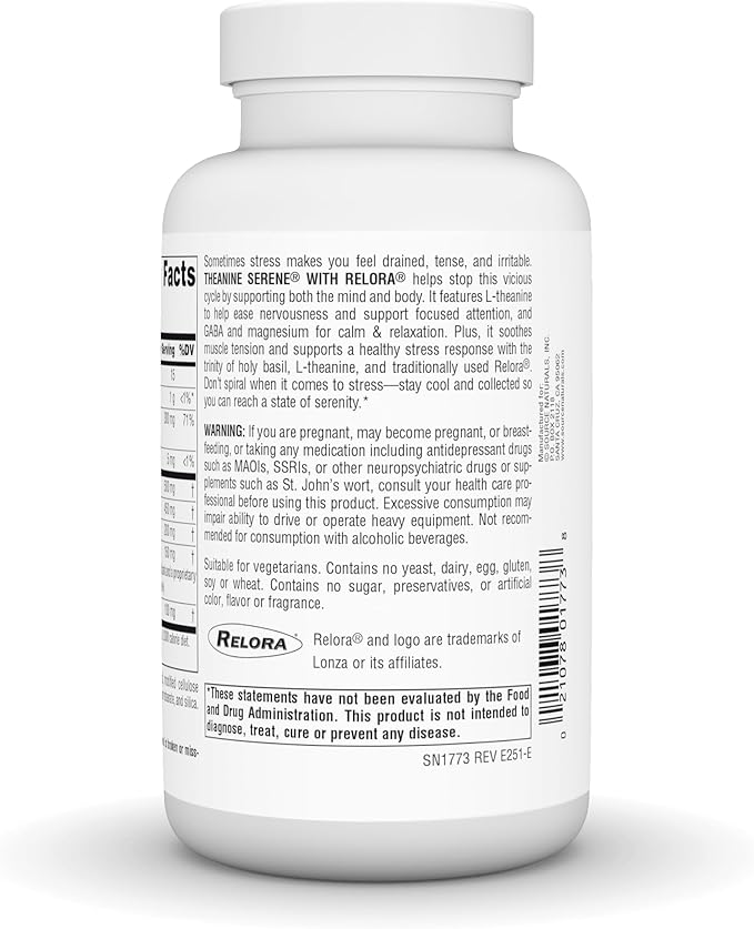 Source Naturals Theanine Serene with Relora, Calm Mind and Body* - 120 Tablets