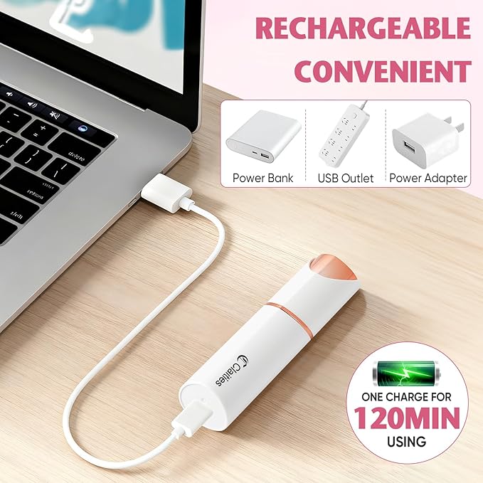 Facial Hair Remover for Women- 2-in-1 as Seen on TV Painless Face Shaver -Mini Hair Remover, Electric Razor Shaver Portable Bikini Epilator for Lips, Chin, Armpit, Peach Fuzz,Neck, Cheek