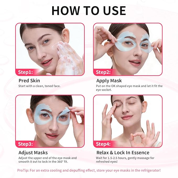 OK Shape Eye Masks, 360° Fit Under Eye Patches with Caffeine and Collagen, Firming & Hydrating Eye Mask for Dark Circles and Puffiness, Self Care Gifts for Women - 18 Pairs, Mystery White