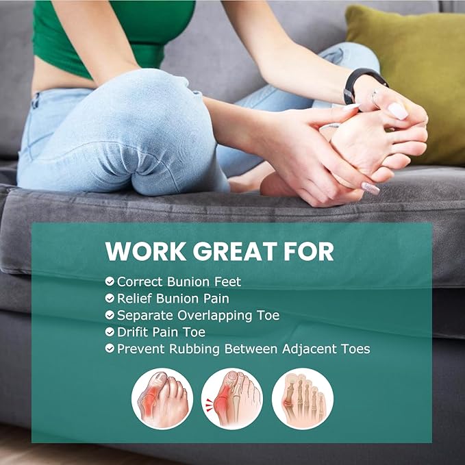 Welnove Foam Toe Separators - 80 Pack Toe Spacers for Corn, Blister, and Hammer Toe Relief - Breathable, Adhesive Options for Pain from Bunions, and Toe Overlap, Toe Spacers for Men