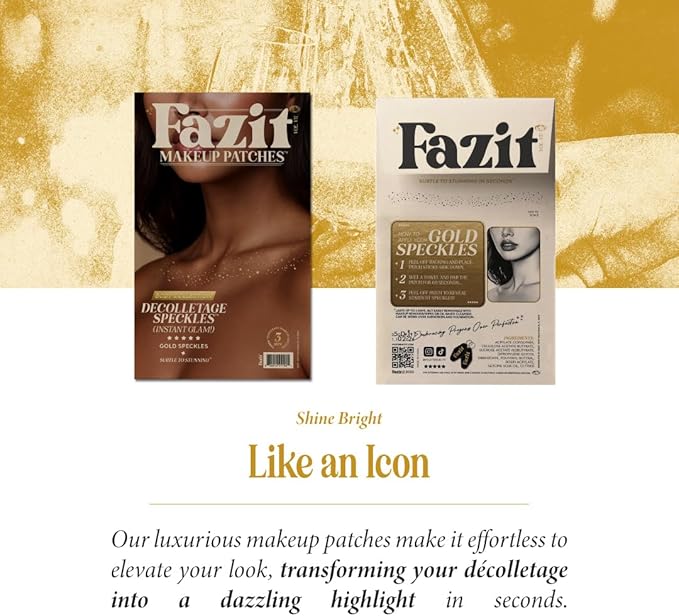 Fazit Makeup Patches - Gold Decollatage Speckles - Glow Up Make-Up Patches - Cute Glitter Makeup Accessories For Women - Cosmetic Glitter