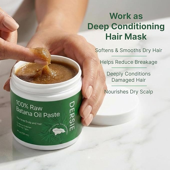 Dersie 100% Raw Batana Oil: Unrefined Raw Batana Oil Paste Sourced from Honduras (4 oz)