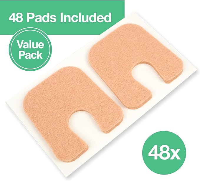 ZenToes Callus Pads | U-Shaped Design Moleskin Blister Pads | Self-Stick Adhesive Felt All Day Comfort Cushions for Calluses and Corns | Reduce Pressure and Friction | 48 Count (Beige)