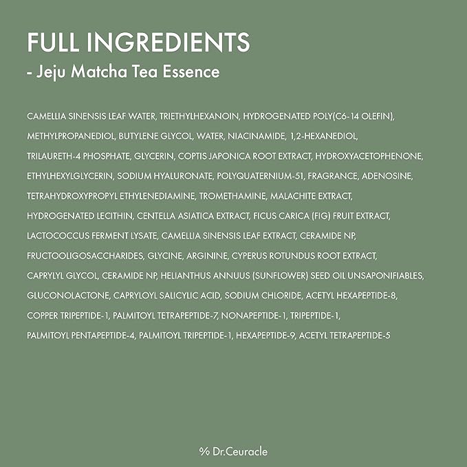 Dr.Ceuracle Jeju Matcha Tea Essence - Skin Purifying Milky Toner with Matcha Extract, 9-Peptide, Ceramide, Korean Skincare Essence (150 ml / 5.07 fl. oz.)