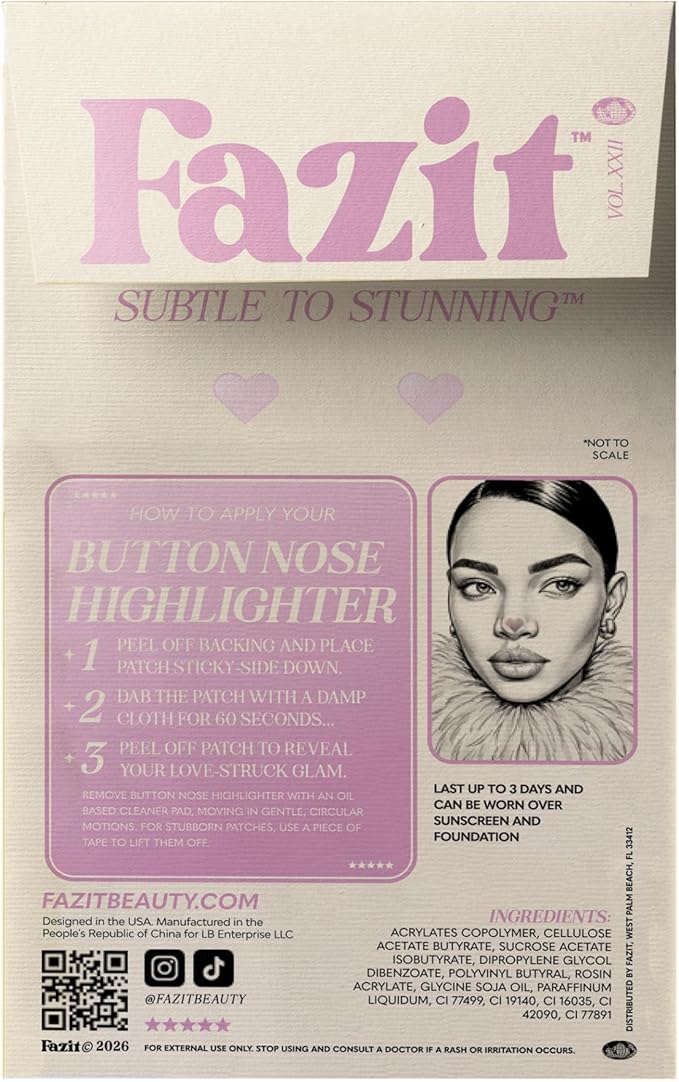 Fazit Makeup Patches - Button Nose Highlighter - Glow Up Make-Up Patches - Cute Glitter Makeup Accessories for Women - Cosmetic Glitter for Face