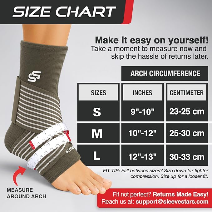 Sleeve Stars Ankle Brace for Women & Men, Ankle Wrap for Sprain, Compression Sleeve for Plantar Fasciitis Relief, Easy Customizable Support: w/ Removable Strap (Pair/M:10"-12"/Mocha Brown)