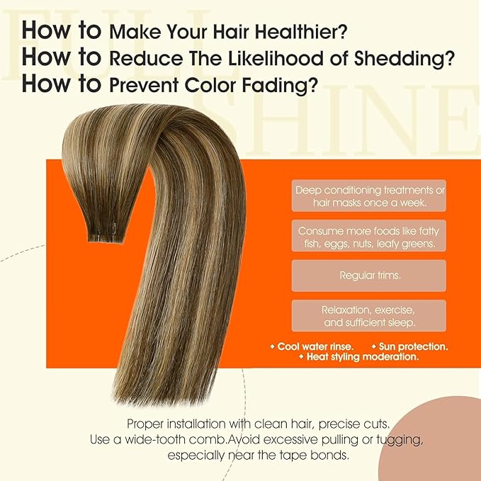 Full Shine Tape in Human Hair Extensions Color 4 Medium Brown Ombre 24 Blonde And 4 Injected Remy Tape in Extensions Cuticles Aligned Travel Friendly Styling Natural 24Inch 50G 20Pcs
