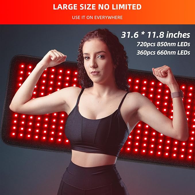 Red Light Therapy, Infrared Light Therapy 31.6" * 11.8" Large Wrap Pad 360LEDs for Body Back Waist Knee Joint Pain Relief, Muscle Repair, Decrease Inflammation, Ideal Gift