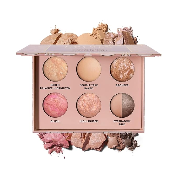 LAURA GELLER Baked Icons Complete Full Face Palette, Light | All-in-One Makeup Palette with Baked Foundations, Blush, Bronzer, Highlighter, Eyeshadows | Coverage for Mature Skin | Travel-Friendly