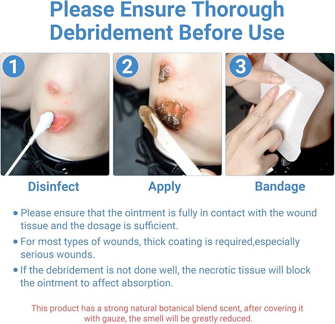 LMNOOP® Wound Care Ointment - Fast Healing Wound Cream, Maximum Repair for All Ages, Wound Healing Ointment for Deep/Open/Surgical Wounds, Bedsores, Diabetic Wounds, Ulcers, Burns, Cuts