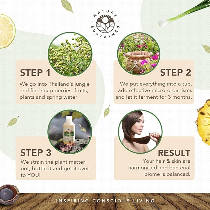 Nature Sustained Organic Shampoo - Raw & Wildcrafted with Probiotics, Hypoallergenic Natural & Sulfate Free Shampoo for Sensitive Scalp, Dry Hair, Dandruff, Gallon, Lemongrass