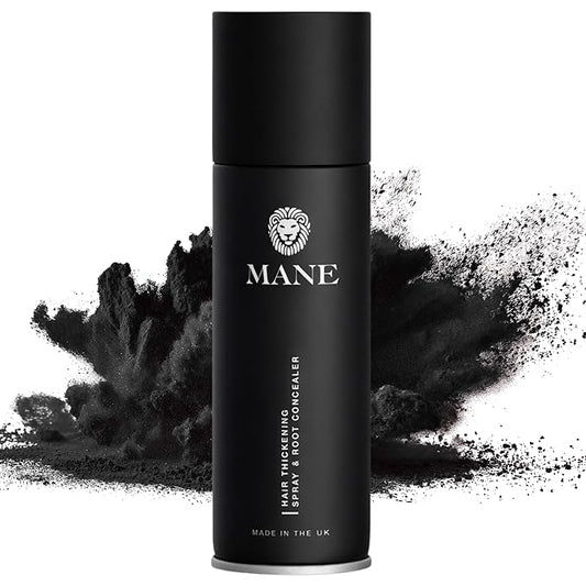 Mane Hair Thickening Spray & Root Touch Up, Instantly Thicker Hair for Men & Women, Fill in Hairlines and Hide Thinning and Fine Patches - Jet Black, 12 Colors (6.76 oz)