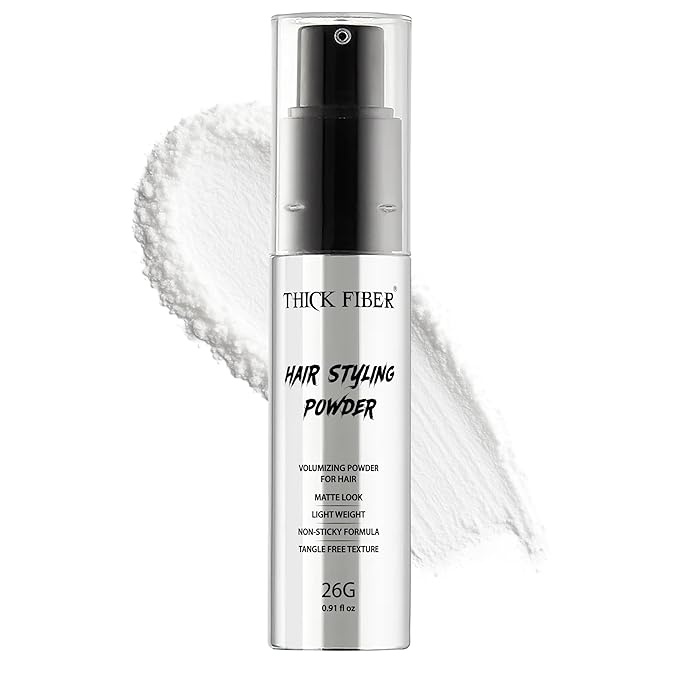 Thick Fiber Hair Styling Powder – Tangle-Free, Non-Sticky, No White Residue – Infused Clay-Based Powder for Volumizing & Texturizing – Matte Finish for Women and Men – Medium Hold – 26g