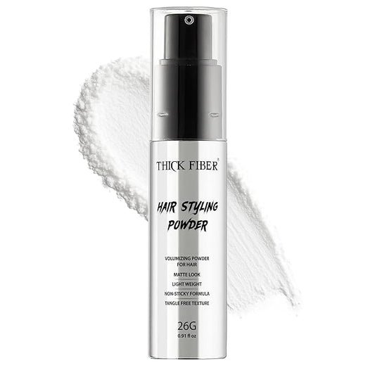 Thick Fiber Hair Styling Powder – Tangle-Free, Non-Sticky, No White Residue – Infused Clay-Based Powder for Volumizing & Texturizing – Matte Finish for Women and Men – Medium Hold – 26g