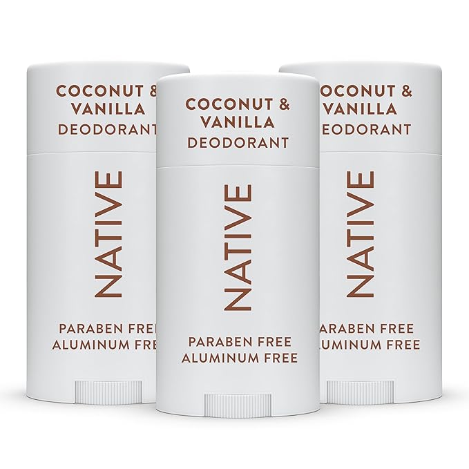 Native Aluminum-Free Clean Deodorant Natural Derived Ingredients, 72HR odor control | Deodorant for Women and Men, Baking Soda, Coconut Oil, Shea Butter | Coconut & Vanilla, 3 pack