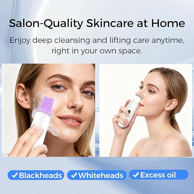 Skin Scrubber Face Spatula, Blackhead Remover Tool for Facial Deep Cleansing, Face Spatula Pore Cleaner with 4 Modes, Whitehead Remover, Blackhead Extractor, Face Scrubber (White)