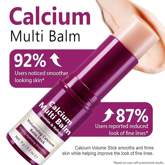 Calcium Multi Balm Stick 3 Pack, Calcium Volume Multi Balm, Collagen Moisturing Stick, Firming, Hydrating, Smoothing for Face, Eyes, Neck, 9g