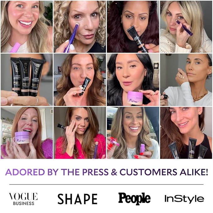 Fièra Luxury Concealer & Foundation with Anti-Aging Ingredients - Full Coverage for Dark Circles, Wrinkles, Fine Lines, and Spots, All-Day Wear For Mature Skin - Dark, 0.5 FL. OZ. / 15 ML