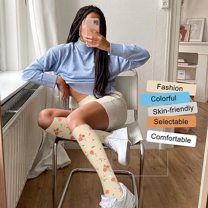 Iseasoo 4 Pairs Compression Socks for Women Circulation-Best Support for Nurses,Running,Athletic,Travel