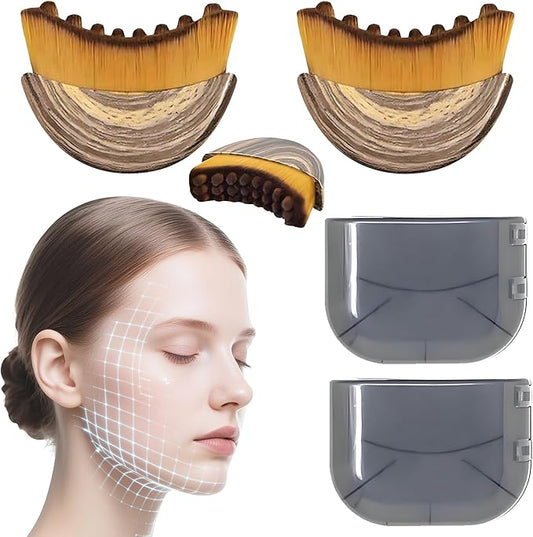 2PCS Lymphatic Contour Face Brush,3-in-1 Lymphatic Drainage Massager&Sculpting Tool,Ultra-Soft Facial Brush for Puffiness Relief & Glowing Skin,Portable Lymphatic Drainage Tool