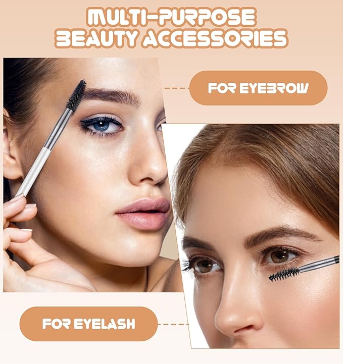 8Pcs Eyebrow Comb for Women, Eyebrow Brushes & Makeup Brush Set, 3 Head Design for Eyebrows & Lashes, Professional Grooming Tools (Black)