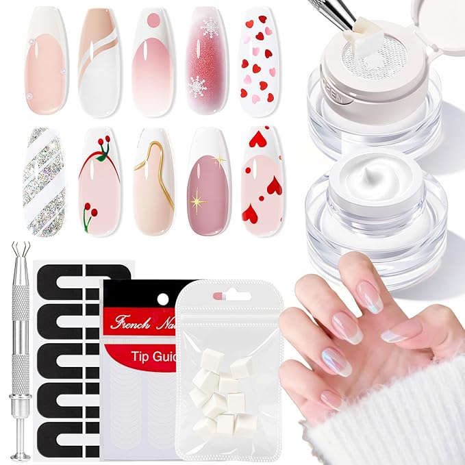 modelones Pat Paint Gel Nail Polish, 1 Jar Soak Off UV Patting Gel Polish Pigmented Colors for Ombre & Gradient & Blush Blooming & French Tip Nail Art, White