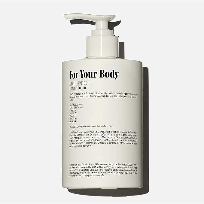 Nécessaire The Body Lotion Hinoki – Multi-Peptide Moisturizer - Firming Body Lotion for Women + Men. 2.5% Niacinamide. Dermatologist-Tested, Vegan. Hypoallergenic for Sensitive Skin. 15.2oz