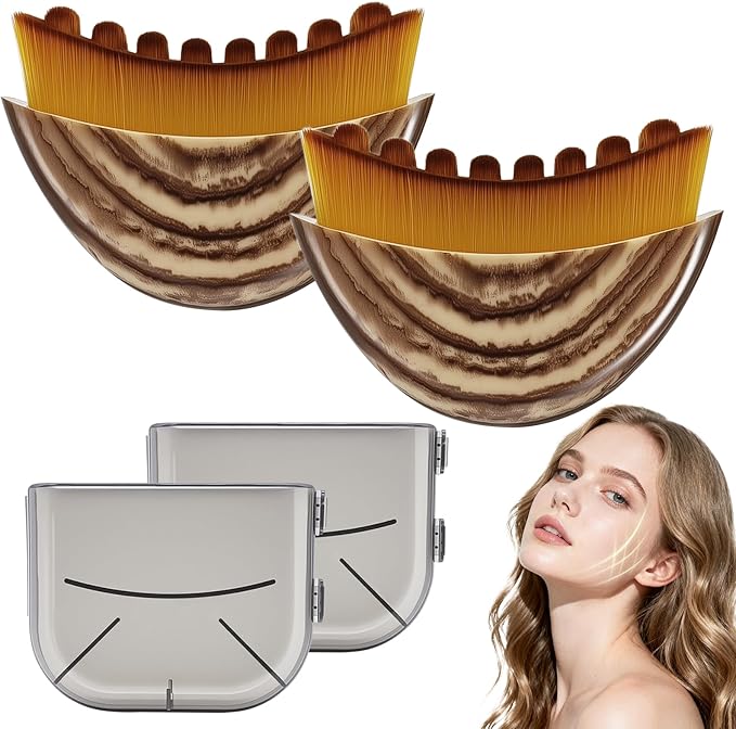 Lymphatic Contour Face Brush,Dry Lymphatic Drainage Massager,Soft Dry Brushing Beauty Tool for Jawline, Chin & Facial Sculpting Designed to Fit The Skin Precisely and Relieve Fatigue (2PCS)