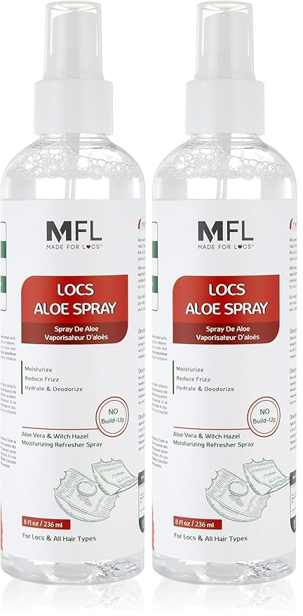 Made For Locs Vegan Aloe Refresher Spray | Hydrating Moisturizer for Locs & Dreadlocks, Natural Hair Care | Nourishing Locs Spray with Aloe Vera, 8 oz (Pack of 2)