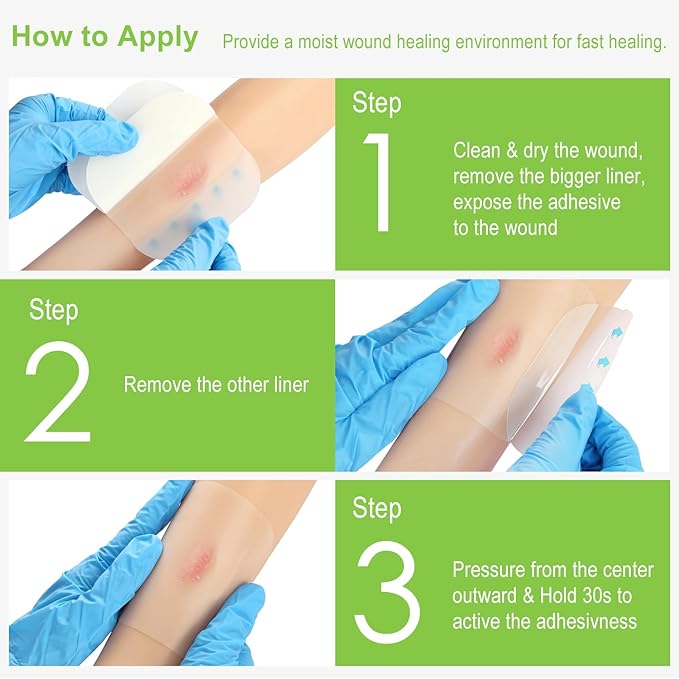 20 Pack Hydrocolloid Wound Dressing 4x4 Inch Extra Thin Hydrocolloid Bandages Patches for Light Exudates Pressure Ulcers, Bed Sores, Minor Burns, Cuts & Abrasions, Blister & Surgical Wound Care