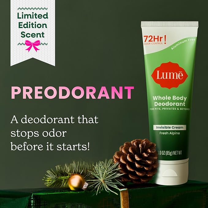 Lume Whole Body Deodorant - Invisible Cream Tube - 72 Hour Odor Control - Doctor Developed - Aluminum Free, Baking Soda Free and Skin Loving - 3.0 Ounce (Fresh Alpine)