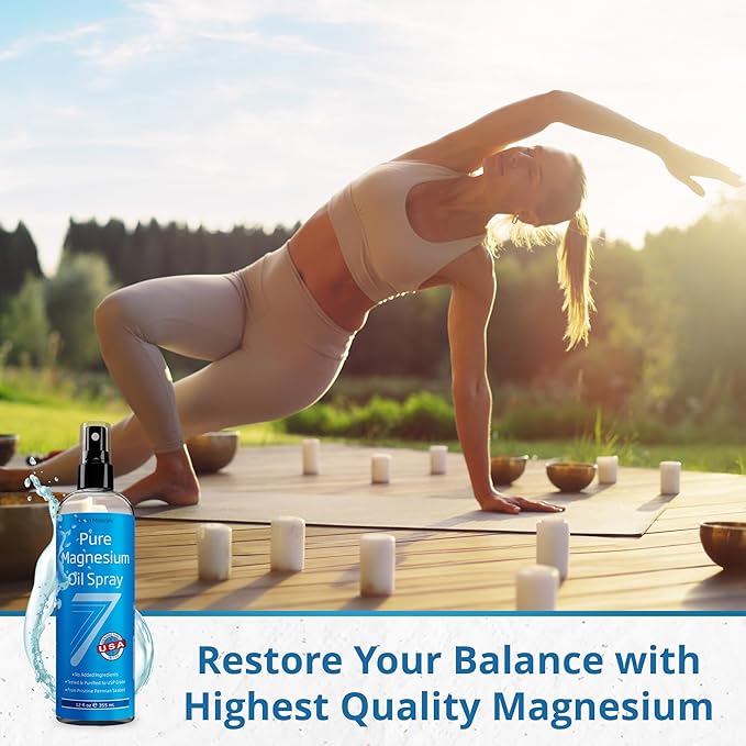 Seven Minerals Pure Magnesium Oil Spray, Big 12oz, USP Grade, Extra Strength, for Feet, Sleep, Muscle Pain & Cramps - Mined in The USA