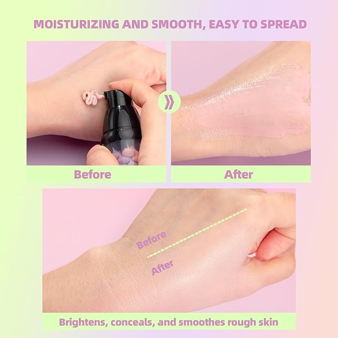 3 in 1 Face Primer Before Makeup, SPF 50 Sunscreen & Color Corrector, Long-Lasting Hydrating Makeup Base, Smoothes Fine Lines, Oil Control, Tone Correcting, Blurs Pores, Lightweight Pore Minimizer