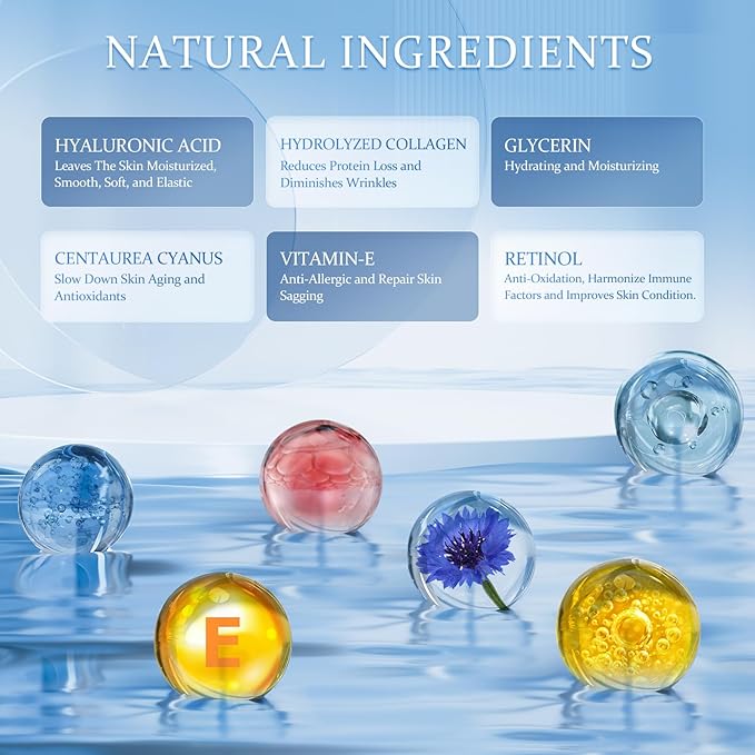 Under Eye Patches Masks - for Dark Circles, Puffy Eyes, Fine Lines, Wrinkles, Eye Bags Treatment with Collagen and Hyaluronic Acid,Firming & Cooling, Moisturizing and Hydrating (60 Pcs) Blue