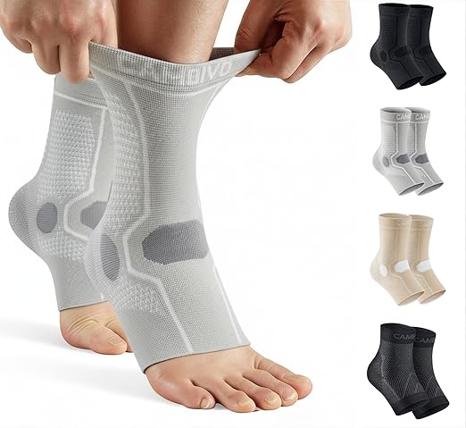 CAMBIVO 1 Pair Ankle Compression Sleeve for Men & Women – Soft, Breathable Support for Plantar Fasciitis, Achilles Tendonitis, Swelling & Sports Recovery – Easy to Wear, All-Day Comfort Fit