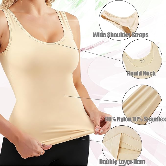 Shapewear Tank Tops for Women,Tummy Waist Control Shaper Cami Seamless Compression Top Slimming Body Shaper Camisole