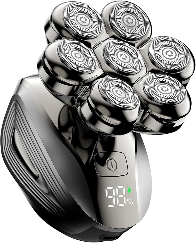 Head Shavers for Bald Men: Upgraded Detachable Head Shaver - IPX7 Waterproof Wet or Dry Electric Razor for Men - 7D LED Display Rechargeable Shaving Grooming Kit with Type-C Charge (Dark Coffee)