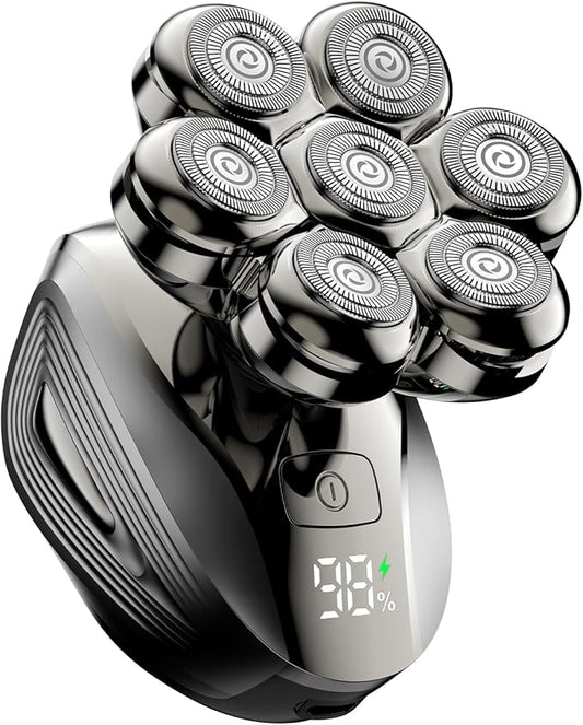 Head Shavers for Bald Men: Upgraded Detachable Head Shaver - IPX7 Waterproof Wet or Dry Electric Razor for Men - 7D LED Display Rechargeable Shaving Grooming Kit with Type-C Charge (Dark Coffee)