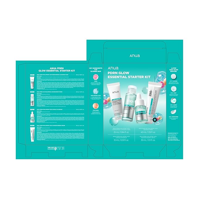 Anua Salmon DNA PDRN Glow Essential Starter Kit, Plumpness for Hydration, Collagen for Firming & Glass Skin, Amazon Exclusive Set, Travel Essential, Korean Skincare Set