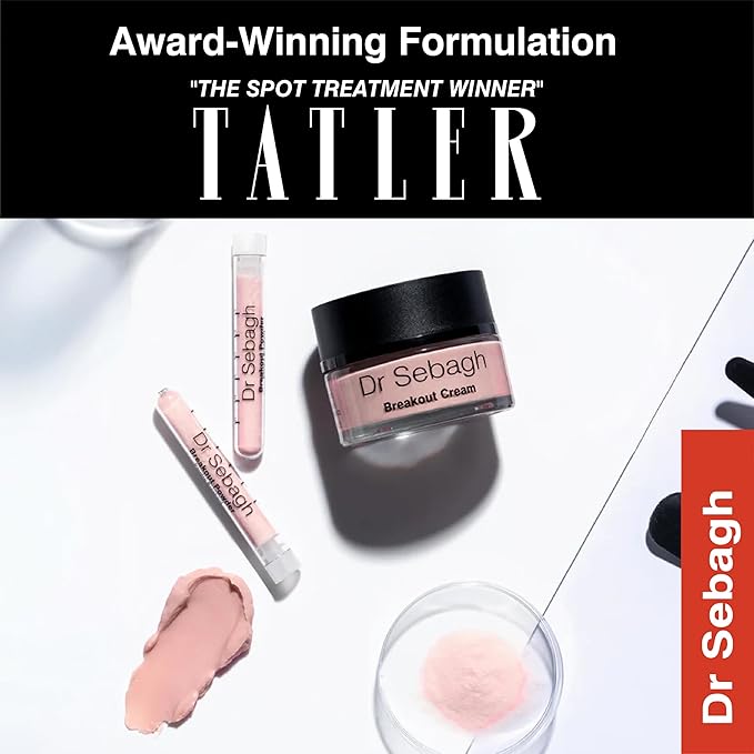 Dr Sebagh Complete Breakout Solution for Oily Skin - 1 x Balancing Cream (1.7 fl oz.) & 5 x Spot Treatment Powders (0.07 oz.) | Award-Winning | Rapid & Effective Results for Blemish-Prone or Oily Skin