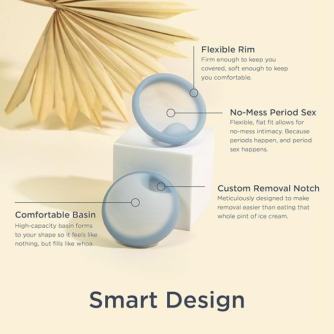 Saalt Menstrual Disc - Soft, Flexible, Reusable Medical-Grade Silicone - Wear 12 Hours - Removal Notch - Two Sizes - Menstrual Cup or Tampon Alternative - Made in USA - Lasts 10 Years (Blue, Regular)