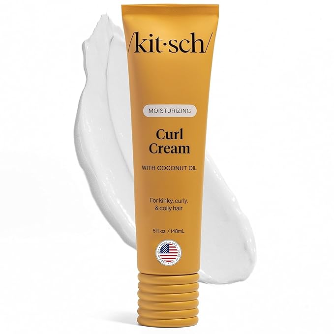 Kitsch Moisturizing Curl Cream for Curly Hair – Lightweight Curly Hair Products for Men & Women | Defines Curls, Controls Frizz & Boosts Shine | Hydrating Curling Cream - Ideal Gifts for Women