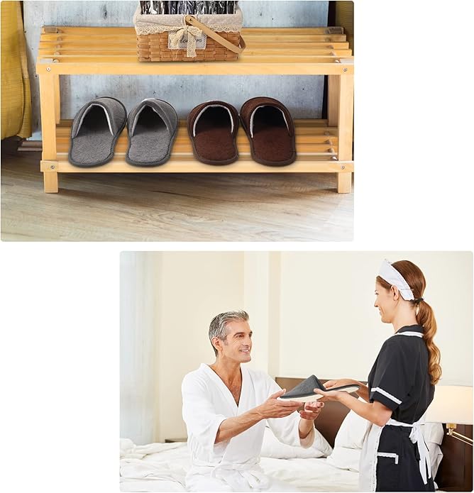 Geyoga 12 Pair Disposable Slippers for Guests Non Slip Disposable House Slippers Washable Reusable for Spa Travel Hotel Indoor Shoeless Home Bride Bathroom