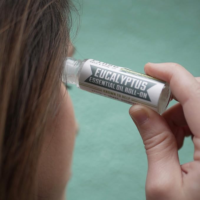 Rinse Bath & Body Eucalyptus Essential Oil Roll-On – Pure Eucalyptus Aromatherapy for Clearing & Refreshing Support | Squalane Oil Blend | Natural | Non-GMO | Travel Size | .35 oz