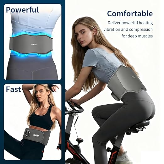 Nobol PhysioBelt Heated Massage Belt – Core Compression Wrap with Heat & Vibration for Lower Back & Abdominal Support – Adjustable, Breathable Recovery Belt for Warm-Up, Relief & Everyday Movement