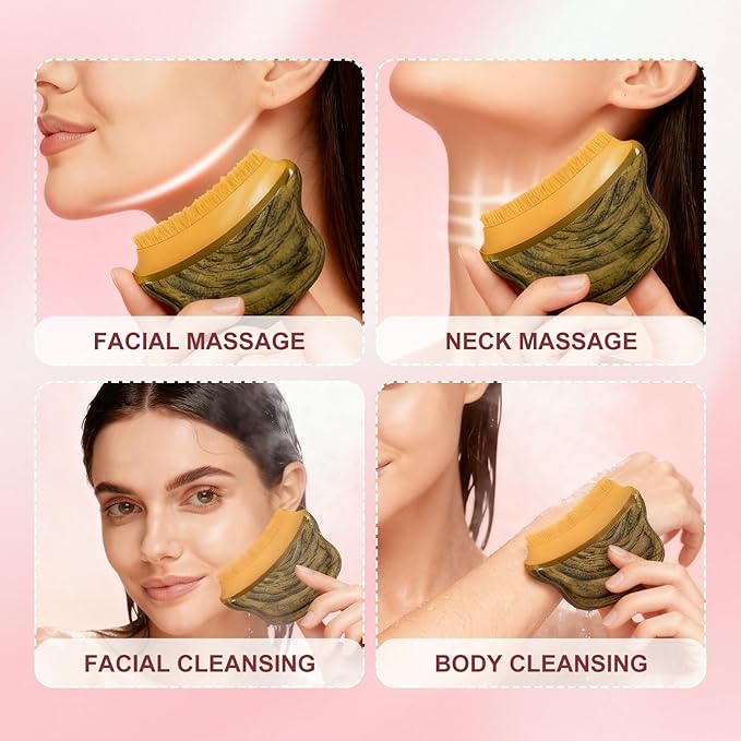 New Lymphatic Contour Face Brush,Lymphatic Drainage Massager for Face for Jawline, Chin & Facial Sculpting Designed to Fit Precisely and Relieve Fatigue- Anti-Puffiness (Tree Grain)