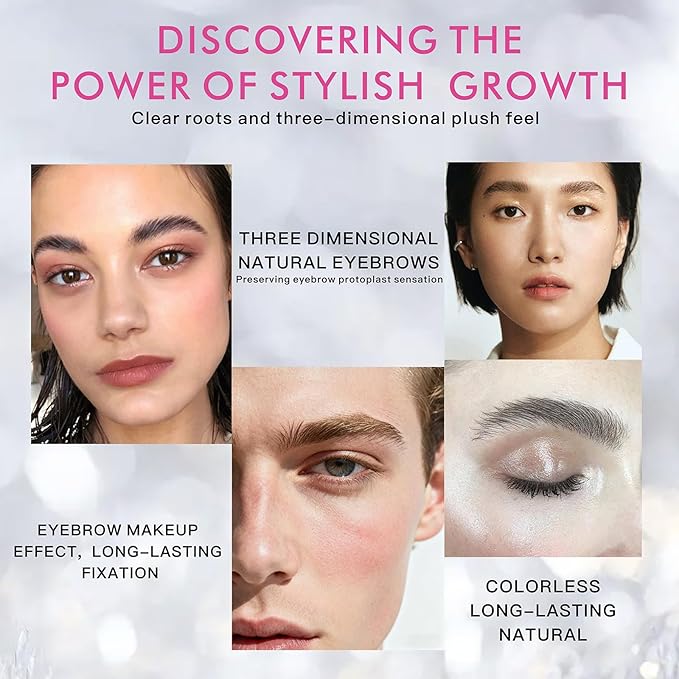 Eyebrows Glue Gel, Clear Brow Lamination Gel with 24H Strong Hold, 3-Min Fast-Drying Transparent Brow Styling, Waterproof, Non-Flaking, Natural Finish & Easy to Use